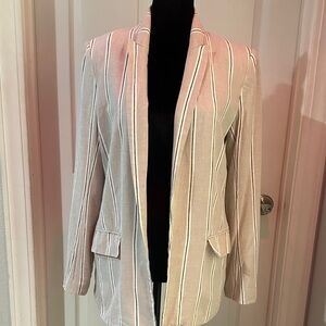 H&M Cream and White Striped Blazer